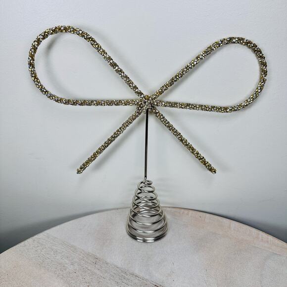 NEW Cupcakes and Cashmere Gold Crystal Bow Tree Topper Glam Holiday Decor NWT - Picture 8 of 16